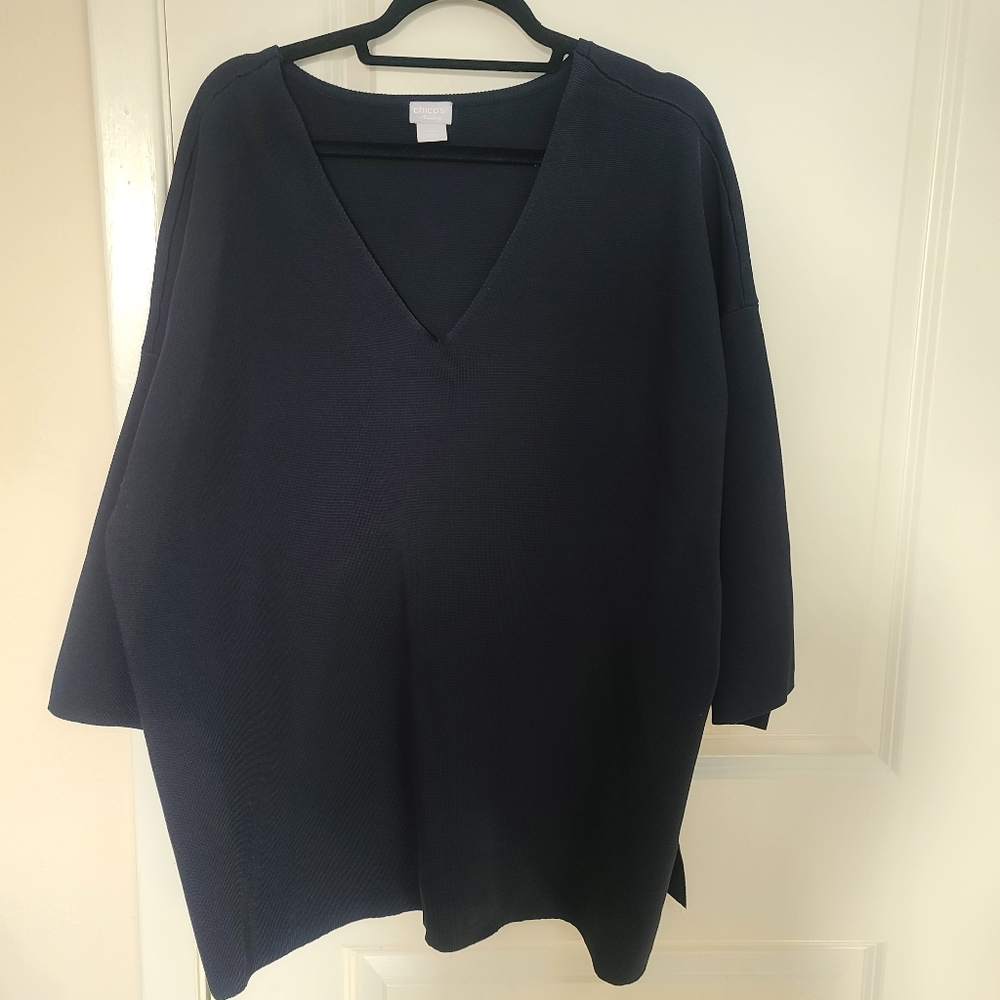 Chico's Navy V-Neck Top